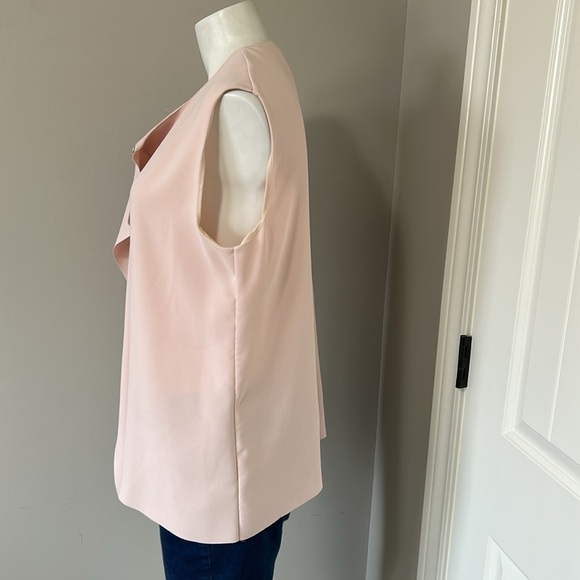 VINCE Zip Neck Draped Shell in New Buff REVOLVE Light Pink Sleeveless Sz L - Picture 5 of 10